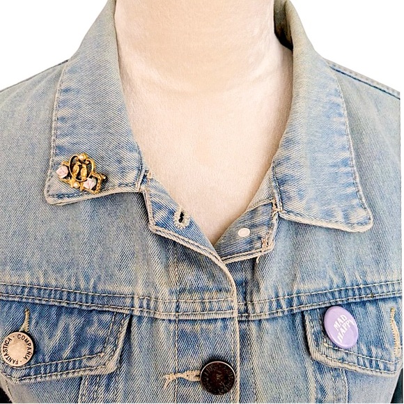 Compania Fantastica Blue Denim Jean Applique Jacket With Colorful Patchwork Sz M - Picture 5 of 16